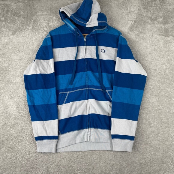 Ocean Pacific Other - Ocean Pacific Hoodie Mens Medium Blue Striped Surf Skater Y2K Full Zip Hoodie